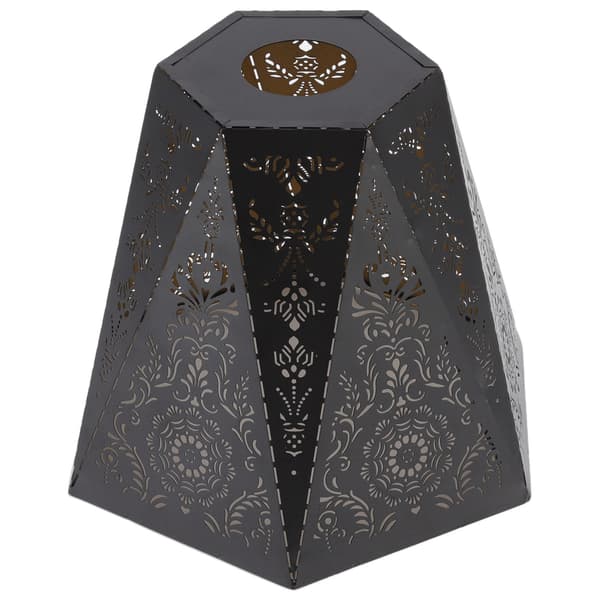 Modern Skandinavisk Stil Hexagonal Snidad Smidesjärn E27 E26 Lampskärm för Sovrum Sängdekoration