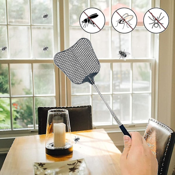 4-pack Of Fly Swatters, Retractable Fly Swatter. With Stainless Steel Handle, Travel And Home