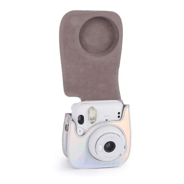 Instant Camera Protective Case kompatibel med Instax Mini 11 Soft Pu lædertaske med lomme Silver