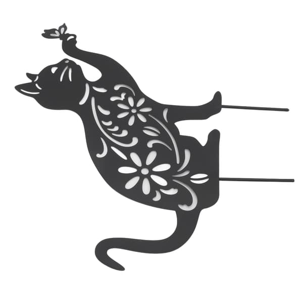 Sort Kat Statuette Sød Levende Hul Metalindretning til Hjemmehave Baghave