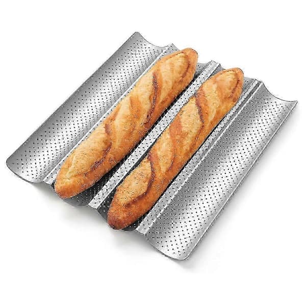 【BQ】2026 Egnet brødform, non-stick perforeret form til bagning af franskbrød, bageplade til 4 brød til surdej