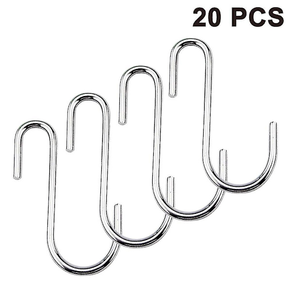 20 Pack Raskaat S-muotoiset koukut S-koukut Ripustuskoukut Ripustimet Silver