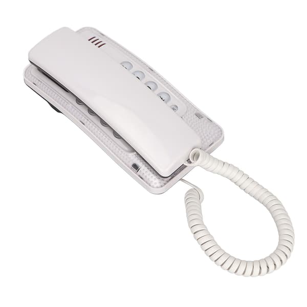 Väggmonterad sladdtelefon med återuppringning, blixt och mute - vit