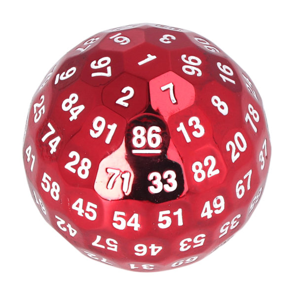 100-sidet metal polyhedral terning tung lys rød rollespil terning
