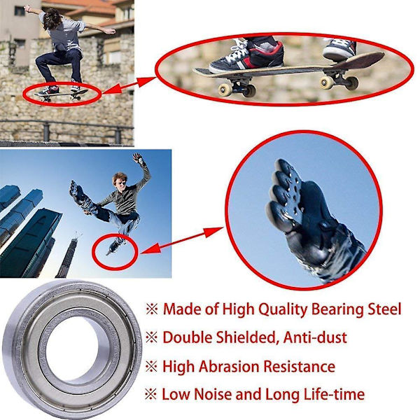 20st 608 Zz kullager, 608zz metall dubbelskärmad miniatyr skateboard 3d-skrivare kullager