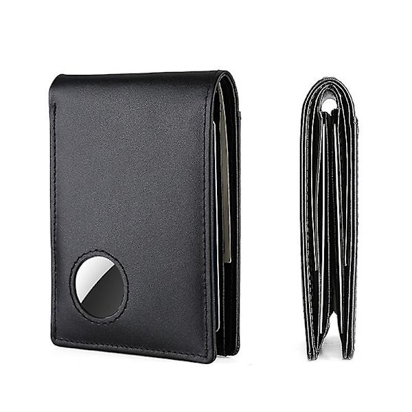 Kreditkortshållare för män Plånbok i äkta läder för män Pengaklämma Minimalism Plånbok Korthållare black