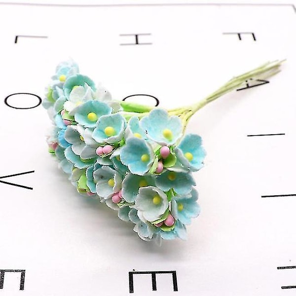 8 stycken / 40 huvuden 1 cm mini papper blommor rosor bukett konstgjord blomma Billig bröllopsdekoration för scrapbooking Diy Flores 2