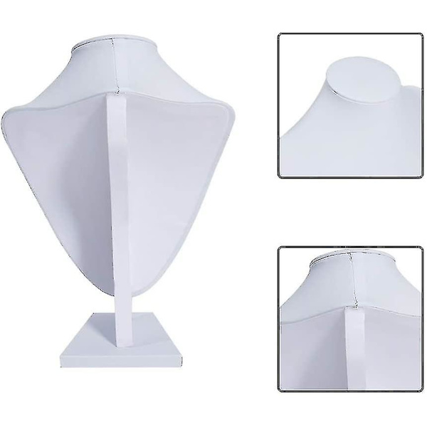 3d Sammetsläderhalsband Display Hänge Kedja Bystfäste Smyckesmodell Stativ White leather