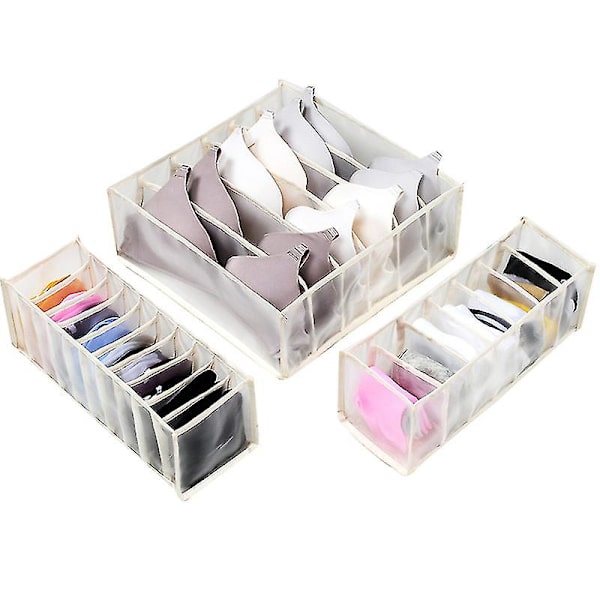 3 set alusvaatteiden organizer, taitettavat rintaliivit alusvaatteiden vetolaatikon organizer alusvaatteille, sukkaille, solmioille, rintaliiville, alusvaatteiden säilytyslokerolle gray