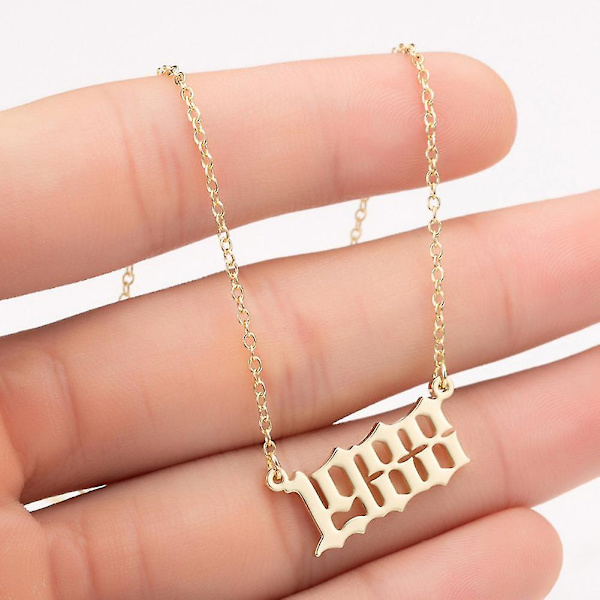 1980-2019 Birth Year Number Charm Pendant Stainless Steel Chain Necklace Jewelry Silver 1989
