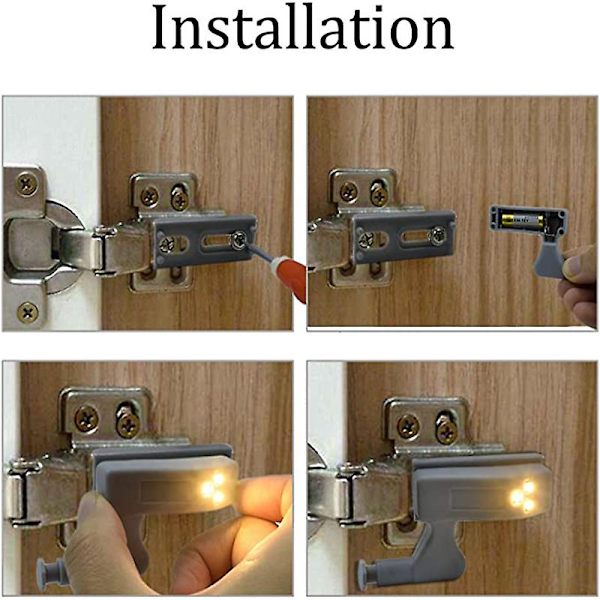 Universal Led indre hengsel Lampe Skap Induksjonslys Garderobeskap Sensorlys Soverom Kjøkkenskap Nattlampe Cold light-A 10pcs