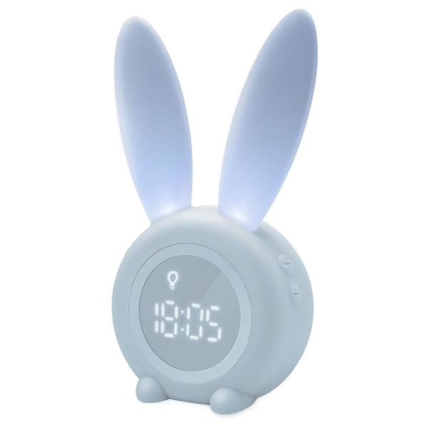 Børnelys Alarm Cute Rabbit Ur Hvid Lampe Funktion, Børnedagsgave Girl Boyblue