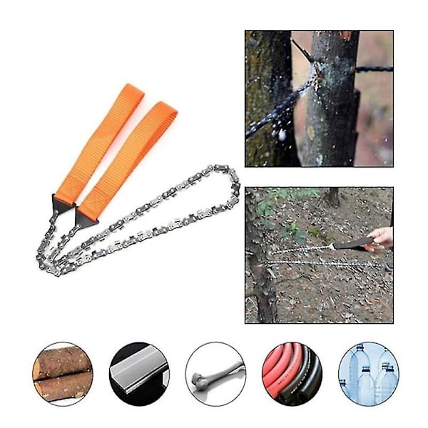 Fickkedjekedjerep Bärbar hand kompakt handhållen camping- och överlevnadskedjesåg för snabb lätt kapning Orange