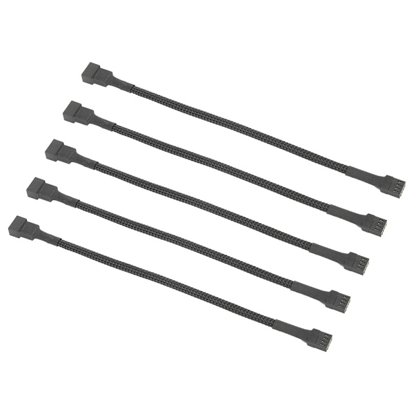 4-stifts CPU-fläktförlängningskabel - 5-pack, flätad repadapter för datorns moderkort