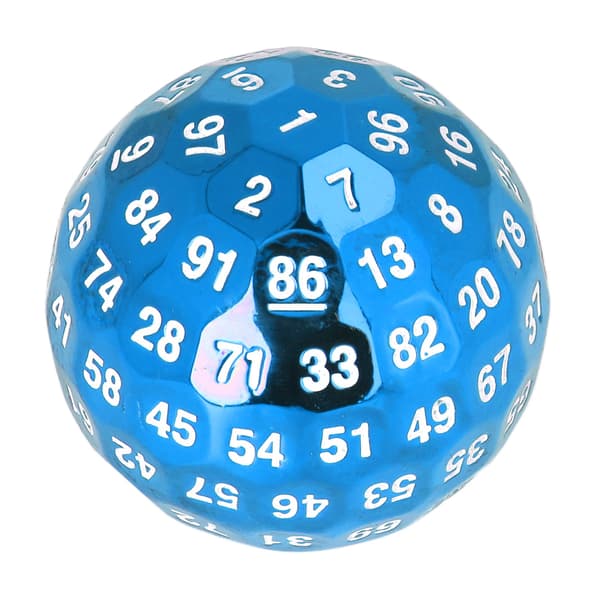 Metal Polyhedral Terning 100 Sider Tung Lyseblå Rollespil Terning