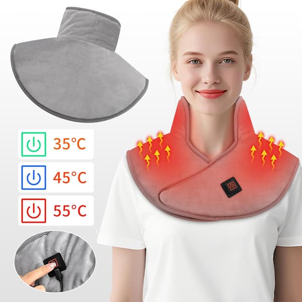 【BQ】USB Rechargeable Heating Pad for Neck and Shoulders, Portable Heating Pad with 3 Temperature Settings Rosa