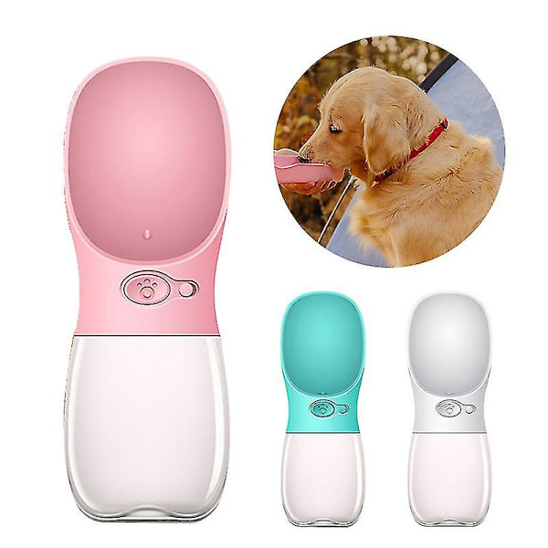 Bärbar läckagesäker husdjursvattenflaska Dispenser Hund Katt Resor Dricksvatten Matare skål Rosa Pink