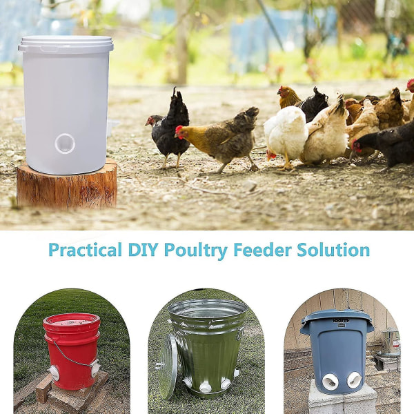 Crjjkoy Mangeoire Poulet Automatique, Mangeoire Poulet Anti-rongeurs 4 Pices, Kit De Mangeoire Poulet Bricolage Amlior Avec 1 Scie Cloche, Couvercl