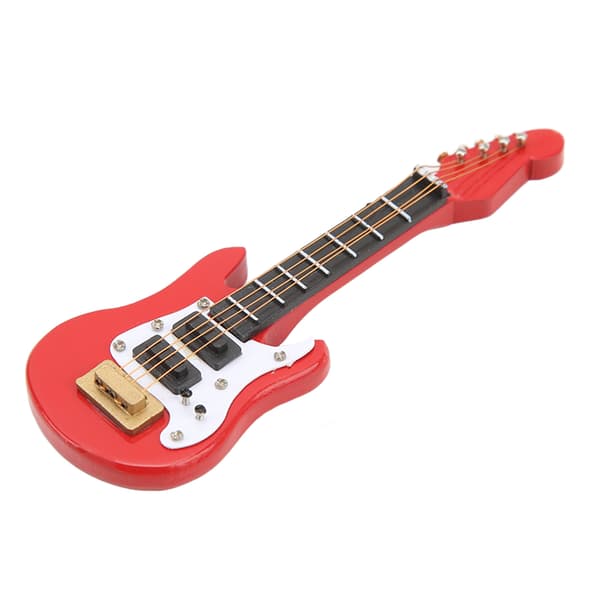 12 Skala Miniatyr Gitarr Modell Björk Målad Yta Verklighetstrogen Dekorativ Dockhus Röd Elgitarr