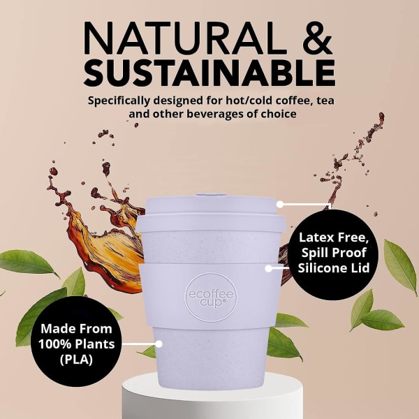 oz 240 ml återanvändbar miljövänlig växtbaserad kaffekopp Melaminfri resemugg Glittertind 8oz/240ml
