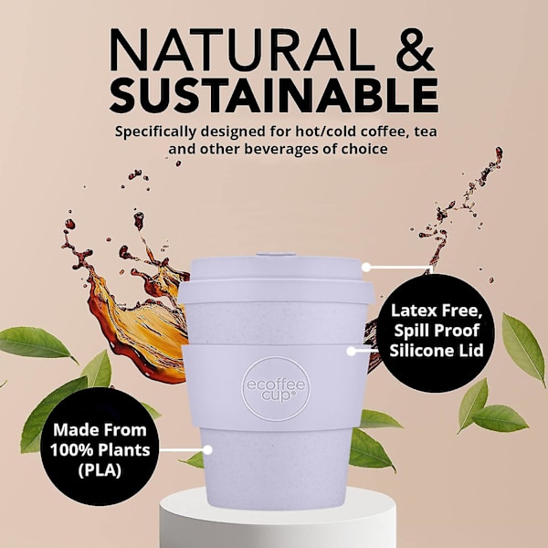 oz 240 ml återanvändbar miljøvenlig växtbaseret kaffekopp Melaminfri resemugg Glittertind 8oz/240ml