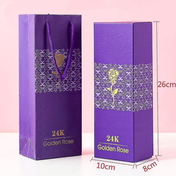 24 k guld folie Rose Flower Choklad bukett naken blomma Alla hjärtans dag present Purple