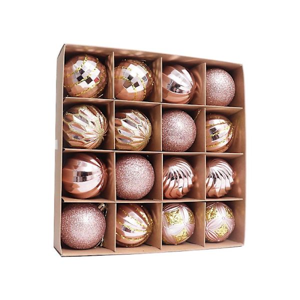 2023 Nytt 16st 6cm Färgglada Julkulor Ornament Party Hänge Dekoration Julkulor Nyårspresent Rose Gold