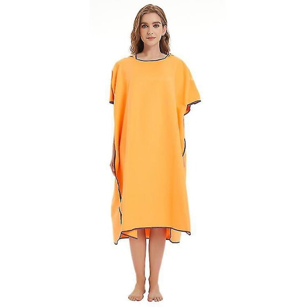 Vuxen snabbtorkande badhandduk Cape Microfiber Strandhandduk Badrock med huva Orange