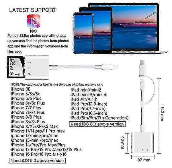 【BQ】Kortlæser - til Apple til SD+TF+Opladning (i æske)