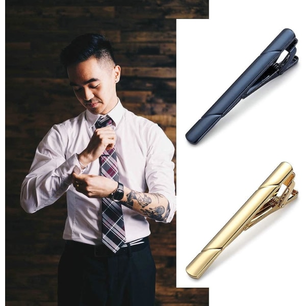 Slipsclips til mænd, 6-pack bindestangsæt til almindelige slips, ideelle gaver