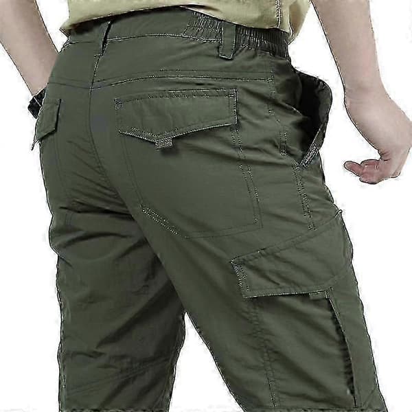【BQ】Mænds lette slanke vandtætte hurtigtørrende åndbare cargobukser army green M