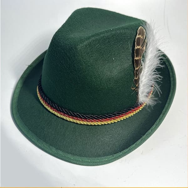 Dekorative fjerhatte, Western bjerghatte, Oktoberfest hat, bayerske kostumer, cosplay hatte Lysegrå Light gray No,