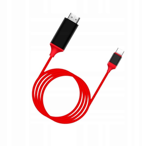 USB-C til HDMI-kabelkonverterer, rask, 200 cm, HDMI til USB-C, rød