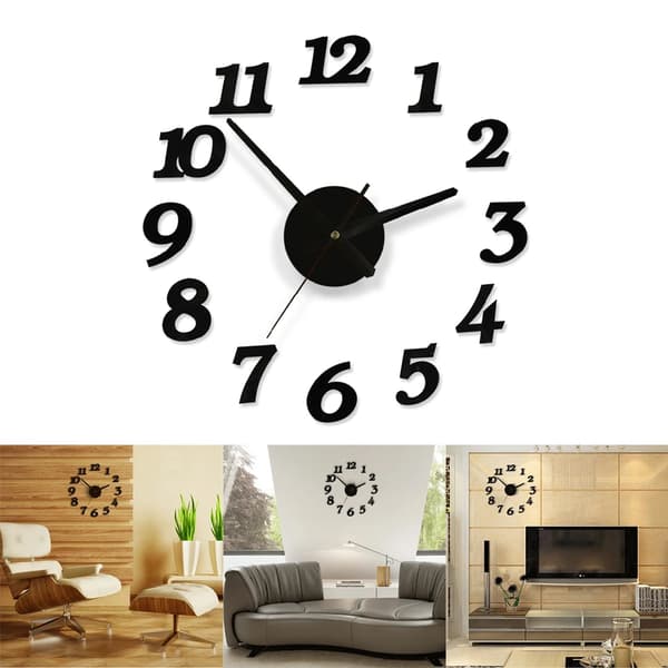 【BQ】3D DIY väggklocka modern design tyst stor digital akryl självhäftande
