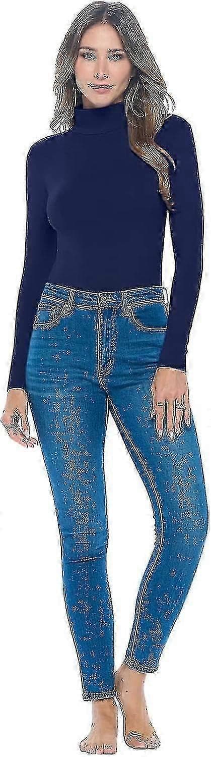Ärm Hals Dräkt Andningsbar Stretch True Navy Blue 3X-L