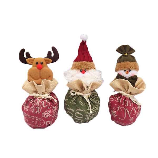 Julklappspåsar Dragsko Xmas Godispåsar Tomte Säck Ryggsäck 3st Type B Snowman