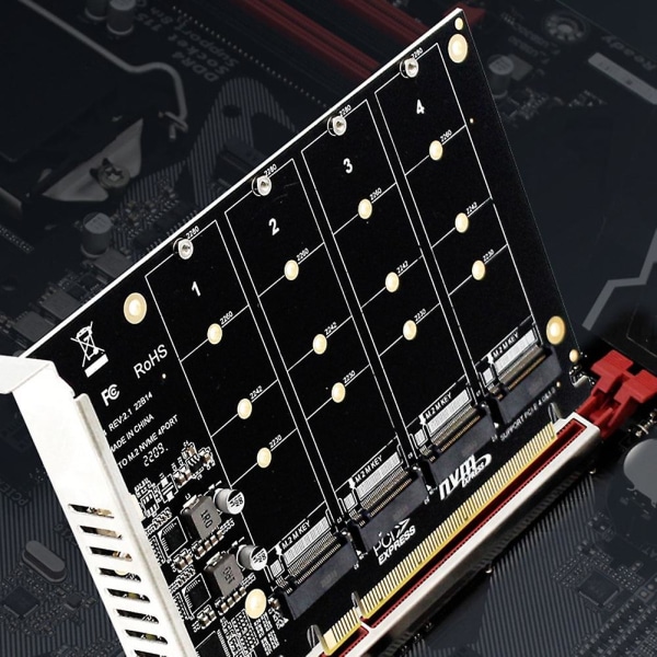 Ph44 Nvme 4-disk Array Card Pci-e Raid Card Signaldelande expansionskort Nvme Raid Pcie 4.0 3.0 Black
