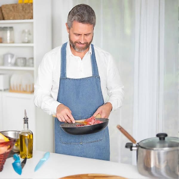 【BQ】Forkle for matlaging og håndverk, med frontlomme, justerbare stropper, multifunksjonelt serveringsforkle for daglig bruk Stripes