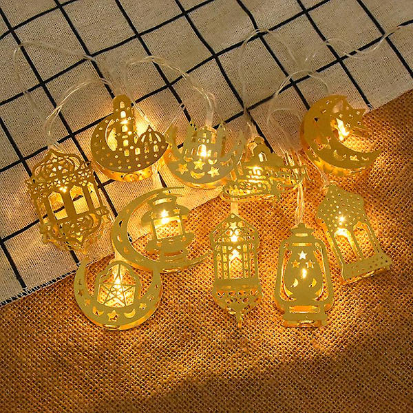 Ramadan Dekoration Moon Star Led Lantern String Lights Eid Mubarak Ramadan Kareem Dekor för hemmet Al-fitr Eid festtillbehör 3
