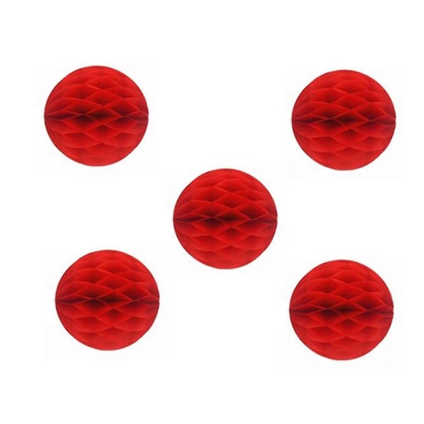 5pcs 6inch Solid Color Tissue Paper Pompom Ball Hanging Wedding Party Decor Red