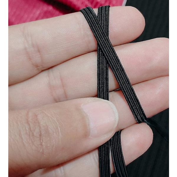 5 mm - 1/5" svart platt elastiskt bandsnöre för sömnad av gör-det-själv-masker, konst och hantverk, klänningssydd, sybehör och kläder