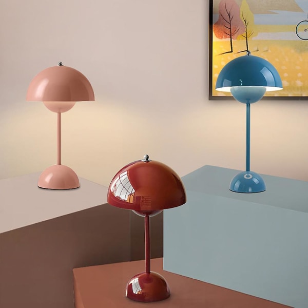 Svamp Blomknopp Uppladdningsbara Led Bordslampor Skrivbord Natt För Sovrum Mat Beröring Nattljus Enkel Modern Dekoration charging wine red