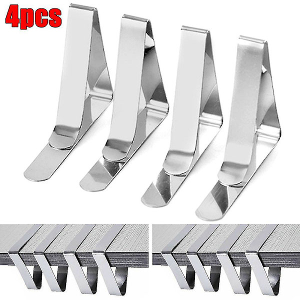 Justerbar rustfrit stål dugebetræk Jumbo Clips Klemmeholder 4PCS