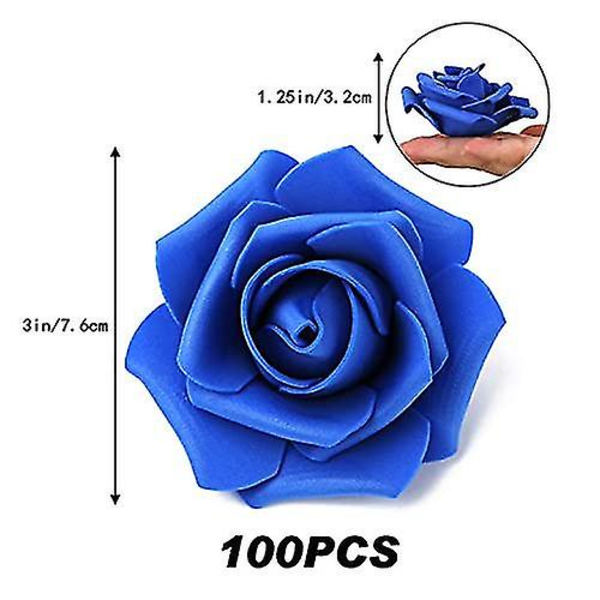 Kunstige blomster Roser Hoveder, kunstige blomster ægte blå falske blomster roser (vinrød, stilkløs) 20PCS