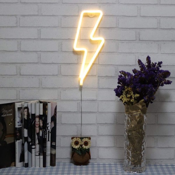 Den nya Neonskylt LED Lightning Shape Nattljus Väggdekor Ljus Power