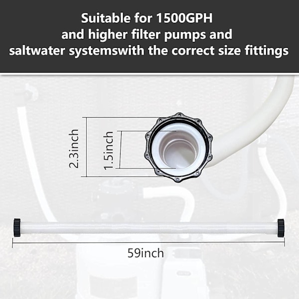 Letku, set suodatinpumppuille, yhdellä 1,5" liittimellä, allasletkuliittimet (59 tuumaa)