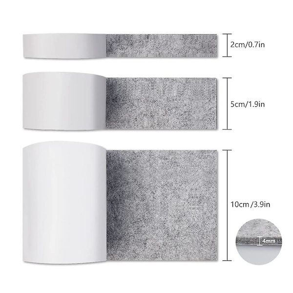 Grå 3 rullar självhäftande filt för möbler (100 cm * 10 cm + 100 cm * 5 cm + 100 cm * 2 cm) Klipp valfritt