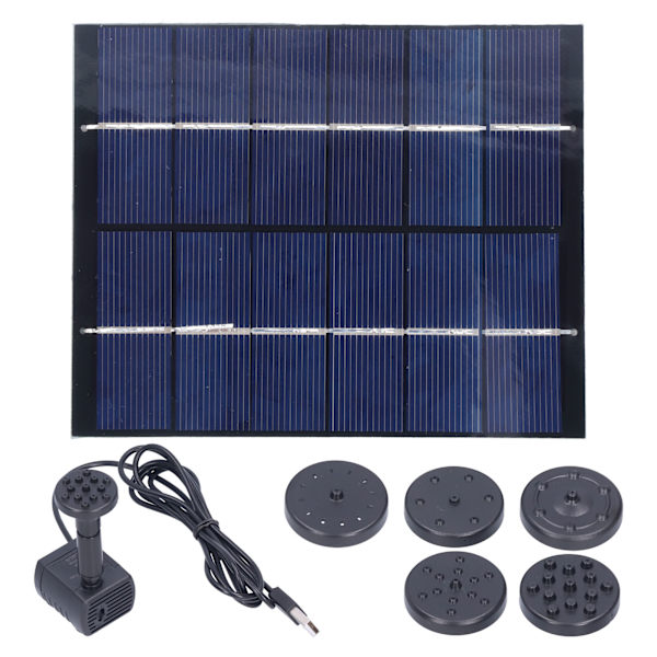 2W Solfontän med Panel Vattenpump Solpanel Kit för Utomhus Landskap Damm Dekor