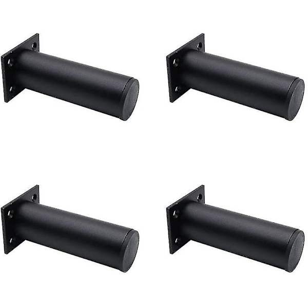 Set med 4 mattsvarta justerbara möbelben 38x120 mm aluminiumlegering tv