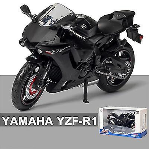 Hhcx-1:12 Yamah Yzf R1 Alloy Racing Sports Motorcycle Simulation Diecast Metal Cross-country Motorcycle Model Collection Kid Toy Gift Black Retail box